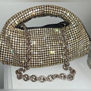 New Rhinestone Sparkly Evening Bag Purse.  Chain & Crossbody Strap Included